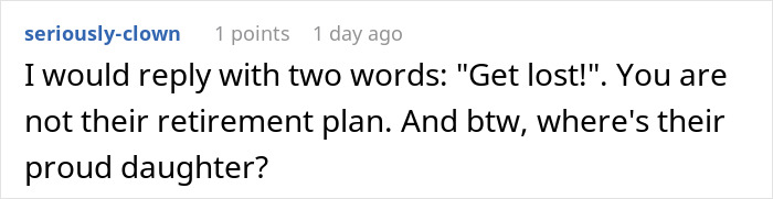 User comment advising to reject parents who dismiss sons achievements for years and seek a relationship later. User comment advising to reject parents who dismiss sons achievements for years and seek a relationship later.