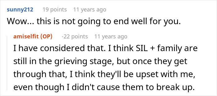 Comment warning about likely bad outcome after choosing trip over SIL wedding Comment warning about likely bad outcome after choosing trip over SIL wedding