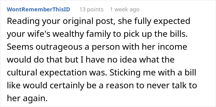 Opinion on groom's stepmom expecting wife's wealthy family to pay wedding bills