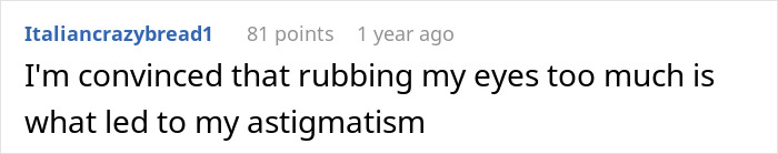 Comment linking frequent eye rubbing to developing astigmatism Comment linking frequent eye rubbing to developing astigmatism