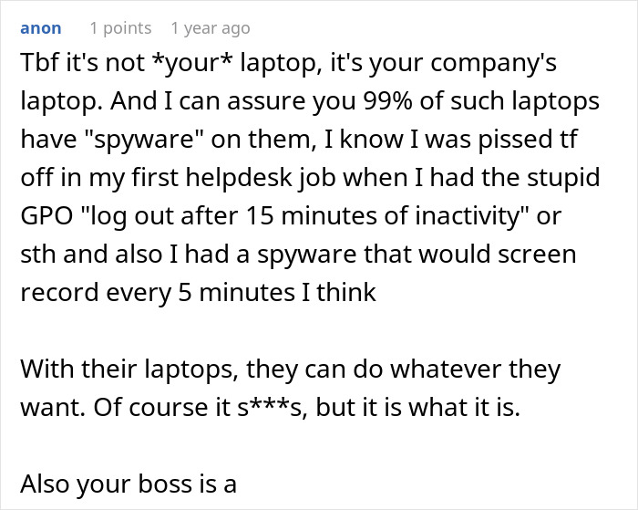 Employee Suspects Boss Is Screenshotting Their Laptop After Noticing Suspicious Blinks, Has Fun With It Employee Suspects Boss Is Screenshotting Their Laptop After Noticing Suspicious Blinks, Has Fun With It