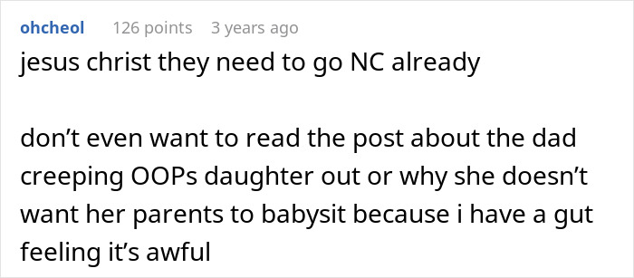 A Reddit comment advising a woman to go no contact after trying to set a clear boundary with her dad. A Reddit comment advising a woman to go no contact after trying to set a clear boundary with her dad.