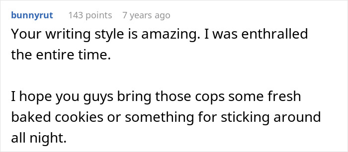 Online comment mentioning cops at the hotel where a bridezilla ruined hotel rooms