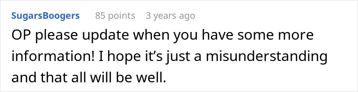 A comment hoping a dream proposal situation is just a misunderstanding.