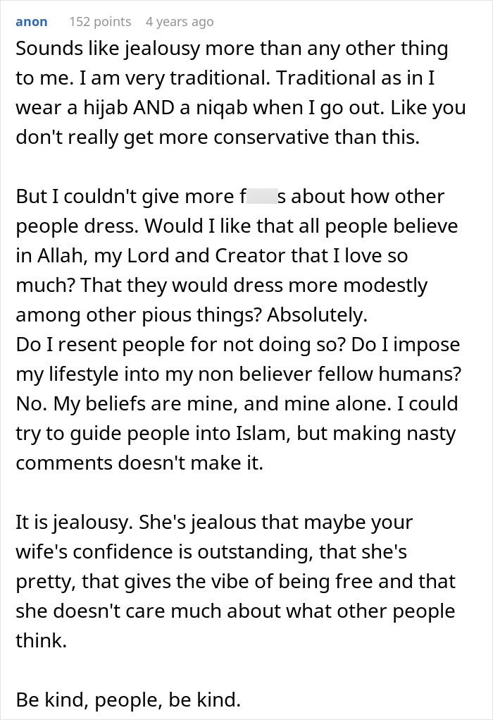 A comment about jealousy over how she dresses and the sister's outstanding confidence. A comment about jealousy over how she dresses and the sister's outstanding confidence.