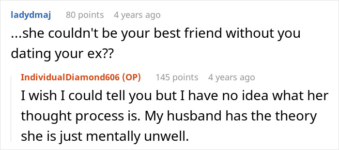 Comment about friendship limits related to dating ex in ex and sister boundary story