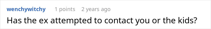 Social media comment asking if an ex contacted the family after a secret affair. Social media comment asking if an ex contacted the family after a secret affair.