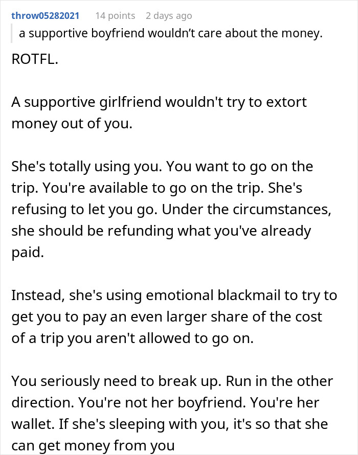 Woman Has The Audacity To Make BF Pay For Her Friend&rsquo;s Vacation After She Kicked Him Off Of It