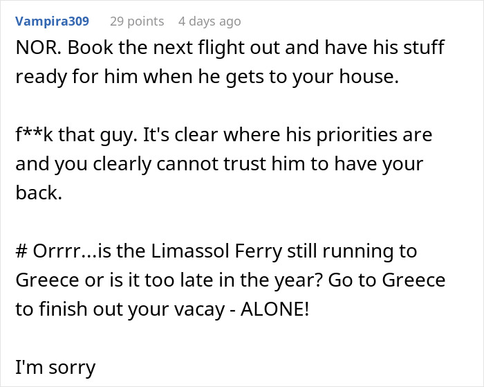 User comment urging a woman to pack up her partner's stuff after he suddenly breaks up with girlfriend. User comment urging a woman to pack up her partner's stuff after he suddenly breaks up with girlfriend.