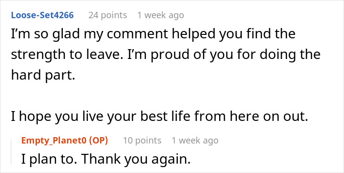 Reddit post highlighting the strength required to leave a bad boyfriend.