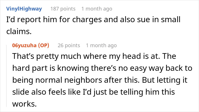 Comment advising to report neighbor and sue in small claims over EV charging conflict Comment advising to report neighbor and sue in small claims over EV charging conflict