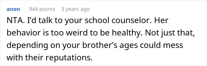 Screenshot recommending talking to a school counselor about a teen's problematic friend and brothers Screenshot recommending talking to a school counselor about a teen's problematic friend and brothers