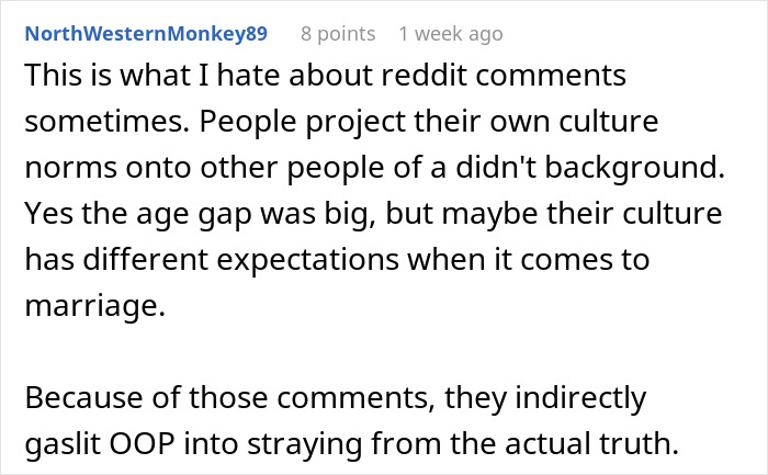 Text post about cultural norms and age gaps following a girls trip that took an unexpected turn