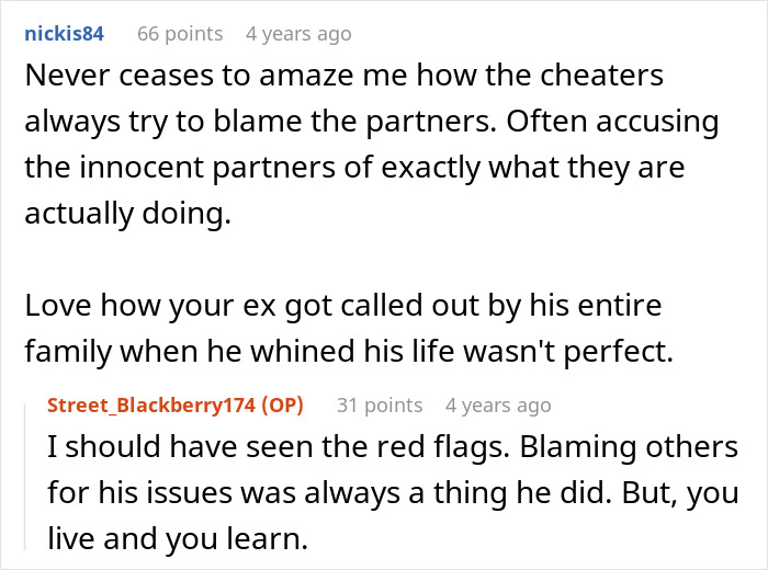 Social media comments discussing a broken engagement and taking petty revenge.