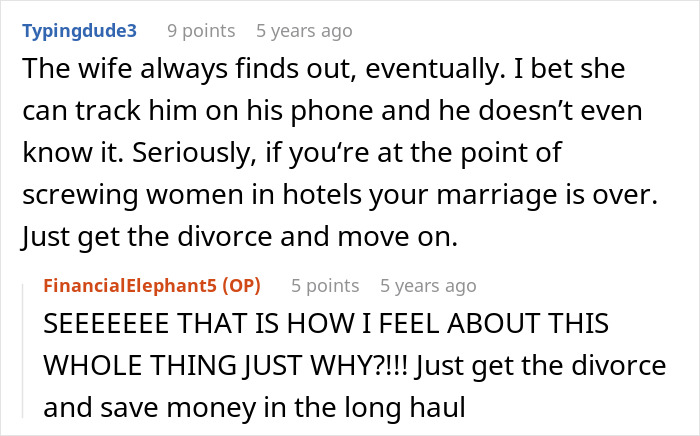 Discussion on wife finding out about hotel affair and divorce Discussion on wife finding out about hotel affair and divorce