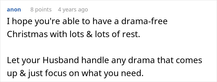 Online comment wishing the author a peaceful holiday while her sister helps an ex cross every boundary.