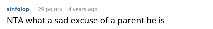 A Reddit comment criticizing a parent who dad-shamed daughter with a sad excuse behavior. A Reddit comment criticizing a parent who dad-shamed daughter with a sad excuse behavior.