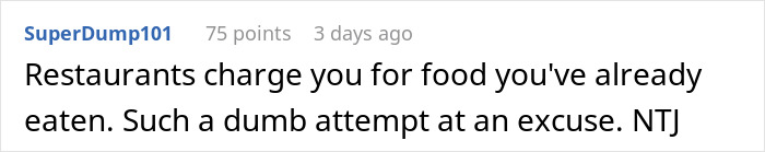 Online comment noting restaurants charge for eaten food regarding a coworker taking lunches. Online comment noting restaurants charge for eaten food regarding a coworker taking lunches.
