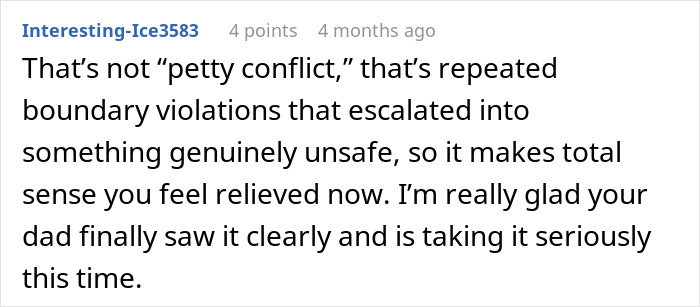 A comment about boundary violations in a family situation and grounds for divorce.