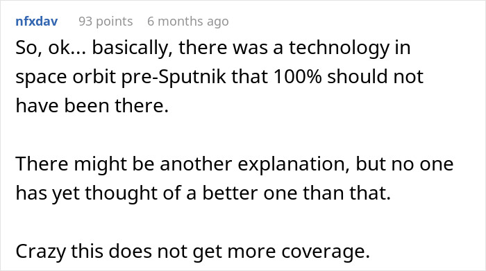 A social media post discussing evidence of strange objects in our skies pre-Sputnik A social media post discussing evidence of strange objects in our skies pre-Sputnik