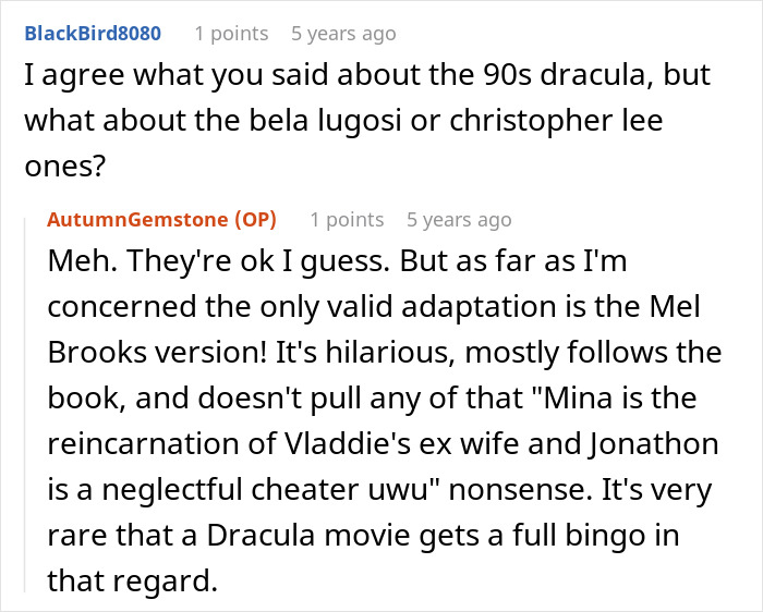 Comment on Dracula adaptations in Halloween candy neighbor story