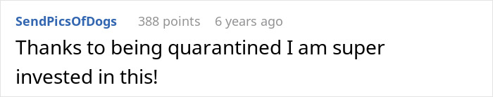 Comment expressing deep investment due to quarantine after cheating incident Comment expressing deep investment due to quarantine after cheating incident