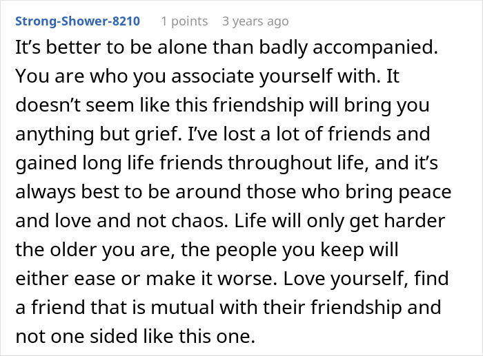 Comment highlights choosing friends wisely over toxic friendships Comment highlights choosing friends wisely over toxic friendships
