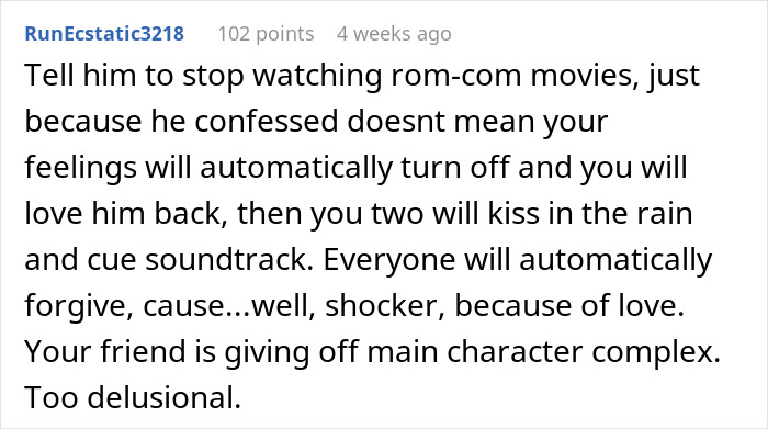 Reddit reaction about a guy who waits to tell bestie he loves her, criticizing his main character complex. Reddit reaction about a guy who waits to tell bestie he loves her, criticizing his main character complex.