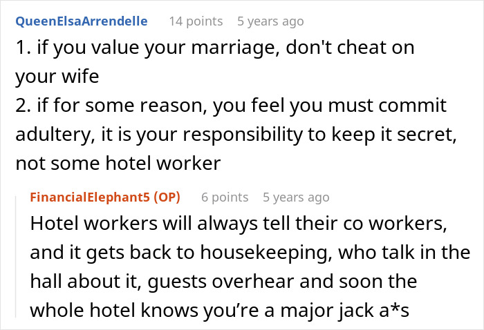 Advice on marriage and keeping adultery secret from hotel staff Advice on marriage and keeping adultery secret from hotel staff