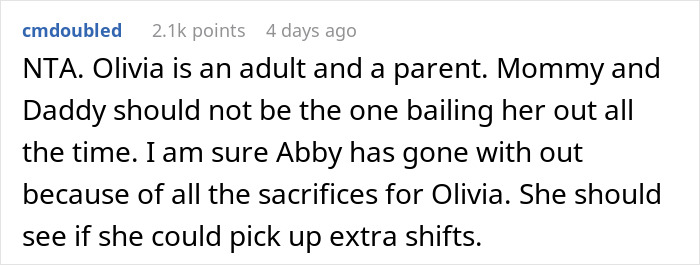 Woman Lashes Out At Parents Who Can Only Help One Of Their Daughters And They Don&rsquo;t Choose Her