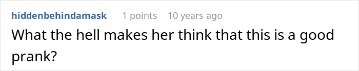 A forum comment questioning a prank where a woman tricks her BF into believing she is pregnant. A forum comment questioning a prank where a woman tricks her BF into believing she is pregnant.