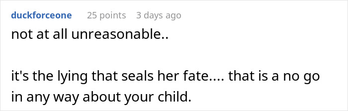 An online response discussing how lying about leaving a niece alone at school breaks trust completely. An online response discussing how lying about leaving a niece alone at school breaks trust completely.