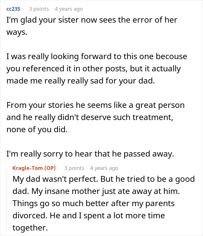 Reddit comment discussion about a sister who realized her errors after a teen works to buy his first car Reddit comment discussion about a sister who realized her errors after a teen works to buy his first car