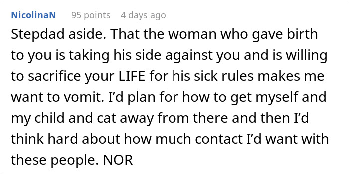 Woman Expected Stepdad To Bend His Rules For An Emergency Situation But He Doesn&rsquo;t Care And Mom Agrees