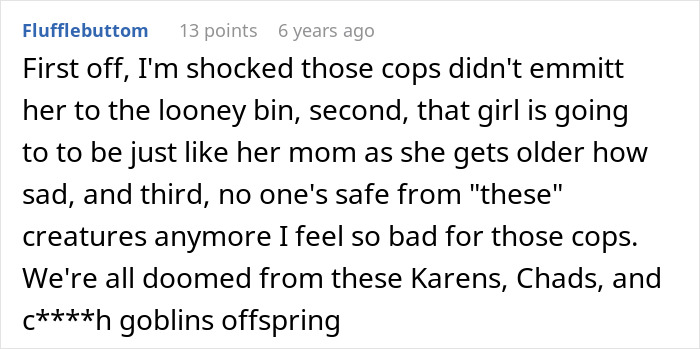 Online comment criticizing an unhinged mom and discussing the impact of Karens on society Online comment criticizing an unhinged mom and discussing the impact of Karens on society