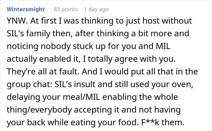 Woman Brings Her Own Food To Thanksgiving Because She Doesn't Trust SIL, Is Shocked At Her Reaction Woman Brings Her Own Food To Thanksgiving Because She Doesn't Trust SIL, Is Shocked At Her Reaction