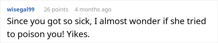 User comment expressing shock after learning a woman gets caught throwing away her stepchild’s food.