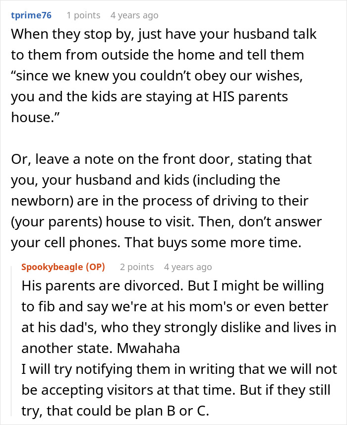 A Reddit thread debating plans for visitors who do not respect a clear boundary set before giving birth A Reddit thread debating plans for visitors who do not respect a clear boundary set before giving birth