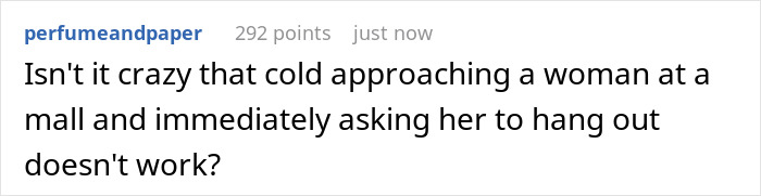 A social media comment discussing cold approaching women and the manosphere crash out behavior
