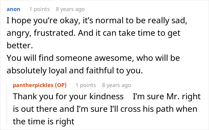 Online support message to woman who dumps cheater BF Online support message to woman who dumps cheater BF