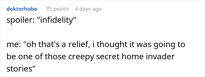 A reader reacts to a story about infidelity after a woman spots unfamiliar shoes by her bed. A reader reacts to a story about infidelity after a woman spots unfamiliar shoes by her bed.