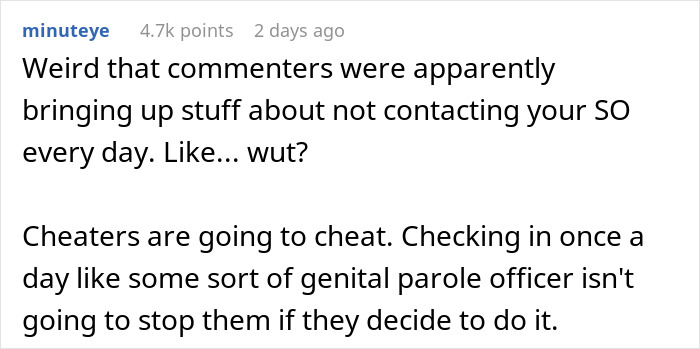 Comment stating cheaters are going to cheat Comment stating cheaters are going to cheat