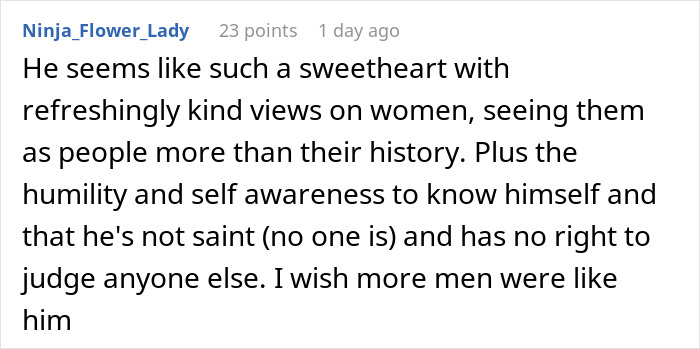 Comment describing fiancé as kind and self aware in engagement story Comment describing fiancé as kind and self aware in engagement story
