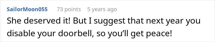 Comment suggesting disabling doorbell for peace after Halloween candy conflict