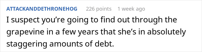 Comment suspecting stepmom is in massive debt after wedding