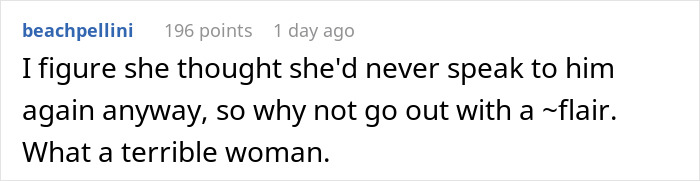 Comment calling the stepmom a terrible woman for leaving with lavish wedding expenses