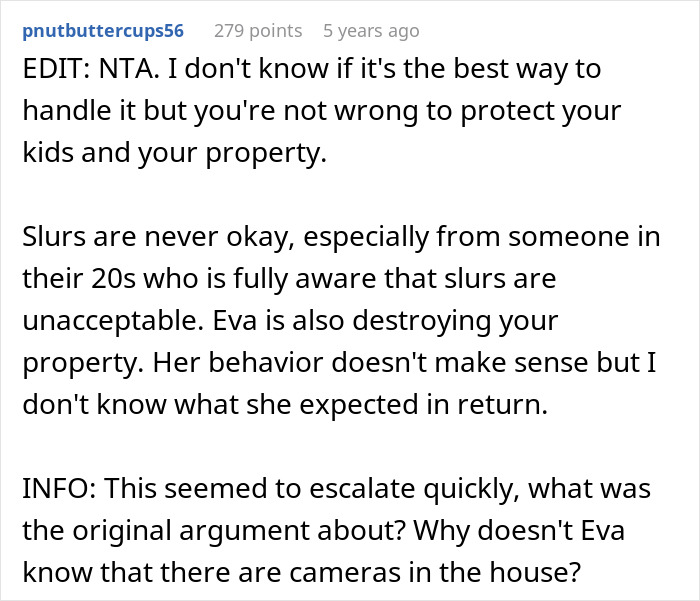 User commentary on protecting family after a daughter's cruel outburst damages property. User commentary on protecting family after a daughter's cruel outburst damages property.