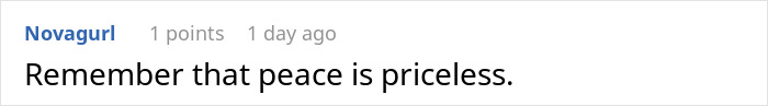 Online comment advising to remember peace is priceless regarding parents dismiss sons achievements. Online comment advising to remember peace is priceless regarding parents dismiss sons achievements.
