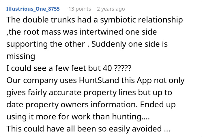 A comment discussing the symbiotic relationship of tree roots, related to neighbor cuts down oak tree A comment discussing the symbiotic relationship of tree roots, related to neighbor cuts down oak tree