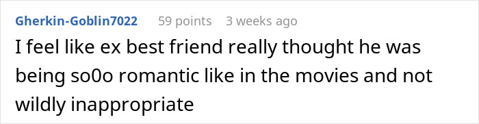 Reddit comment criticizing the actions of a guy who waits 20 years to tell his bestie he loves her. Reddit comment criticizing the actions of a guy who waits 20 years to tell his bestie he loves her.